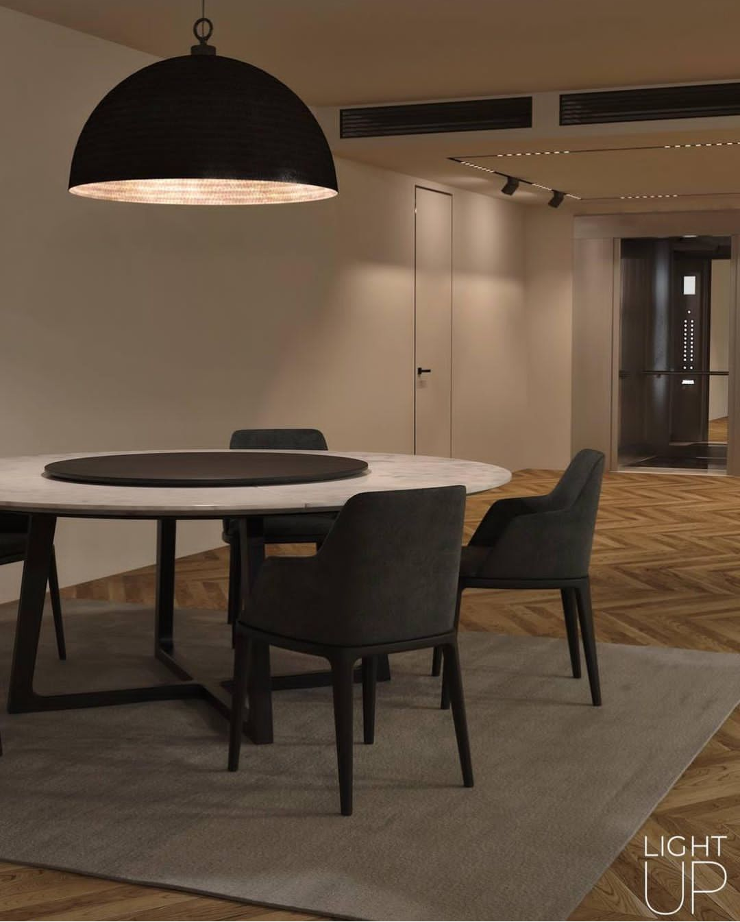 Verified contemporary dining visualization from the Light Up studio portfolio
